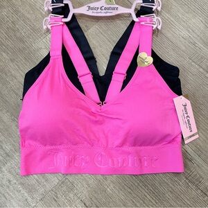 NEW Juicy Couture Size Small Pink and Black Sports Bra 2‎ pack Set Workout